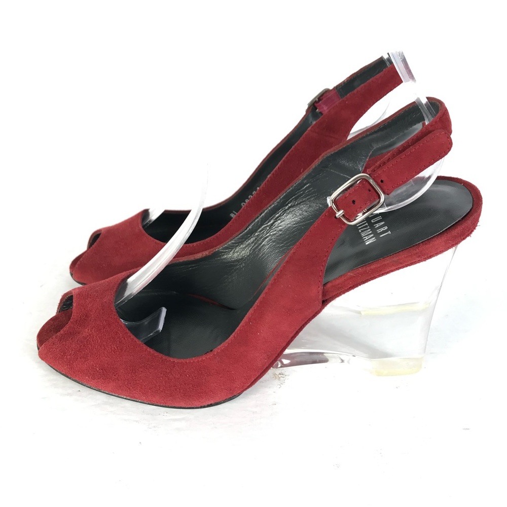 Stuart Weitzman transparent heels suede leather